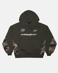 RACING CAMO HOODIE DARK GREEN - dark green camo hoodie, front view - Cold Culture