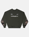 RACING CREWNECK CAMO GREY - grey camo crewneck sweatshirt, front view - Cold Culture