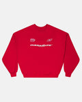 RACING CREWNECK RED - red logo print crewneck sweatshirt, front view - Cold Culture