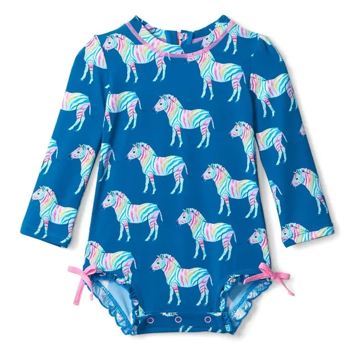 Rainbow Zebra Baby Rashguard Swimsuit