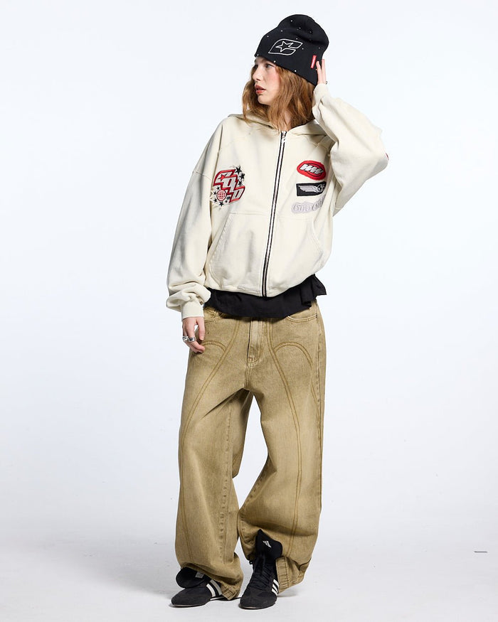 ROCKSTAR V2 PANTS BROWN - washed brown denim pants, front view on female model - Cold Culture #woman