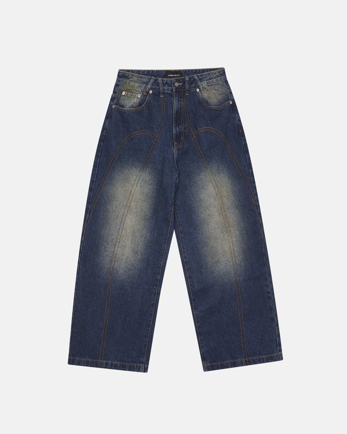 ROCKSTAR V2 PANTS DENIM - washed blue denim pants, front view - Cold Culture