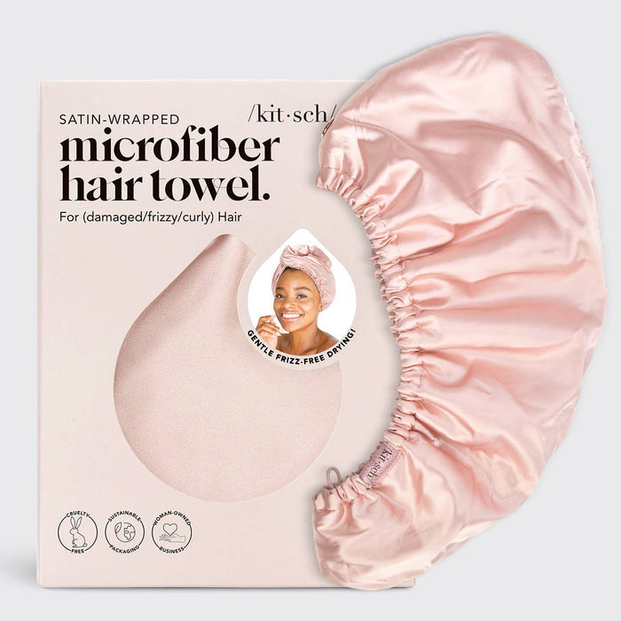 Satin-Wrapped Hair Towel - Blush - Intimate Whispers
