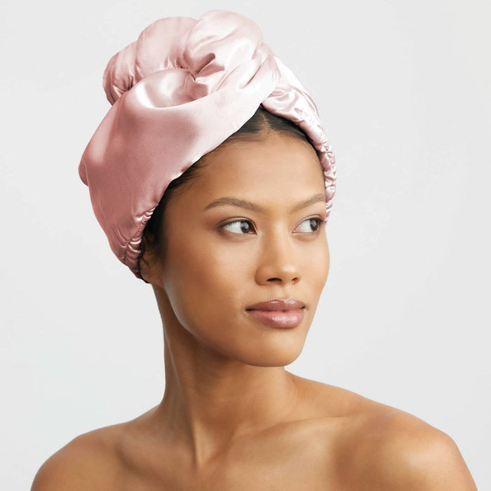 Satin-Wrapped Hair Towel - Blush - Intimate Whispers