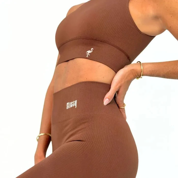 Seamless Athleisure Top in Café | Glossy