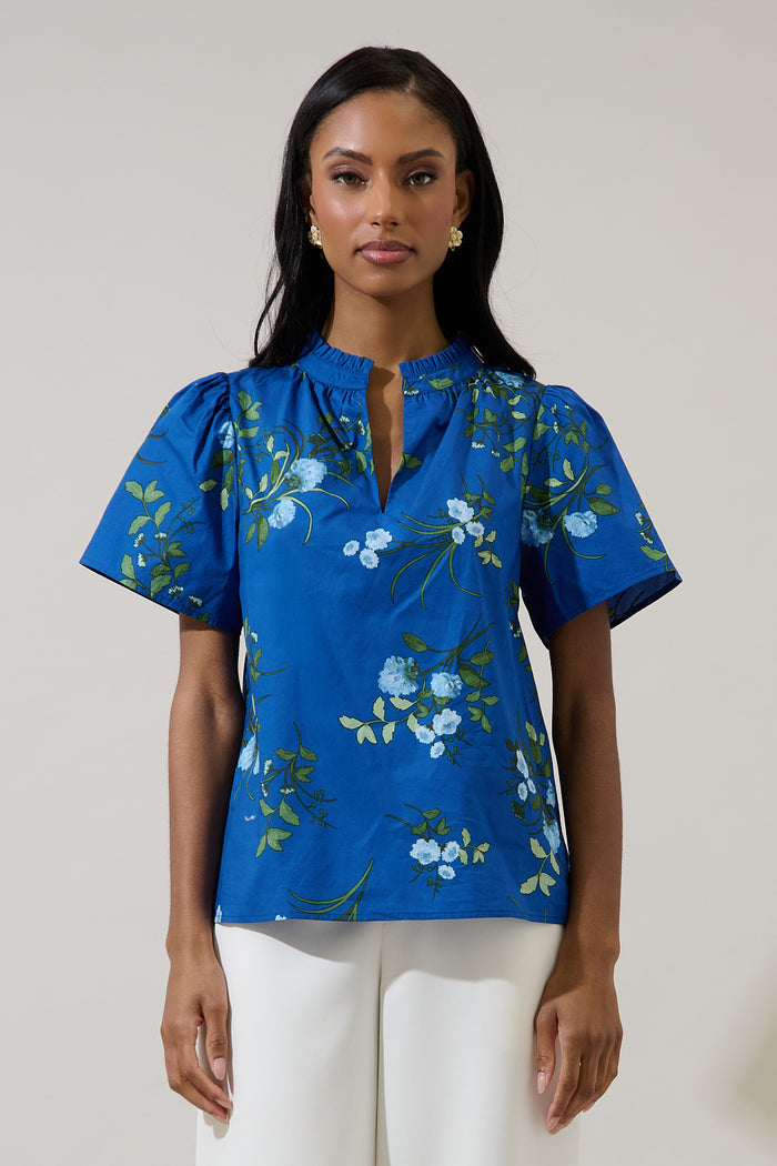 Sendra Floral Reva Split Neck Top