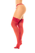 Sheer Thigh Highs Red - Intimate Whispers