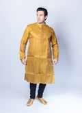 Silk Mustard Yellow All Button Down Men's Kurta