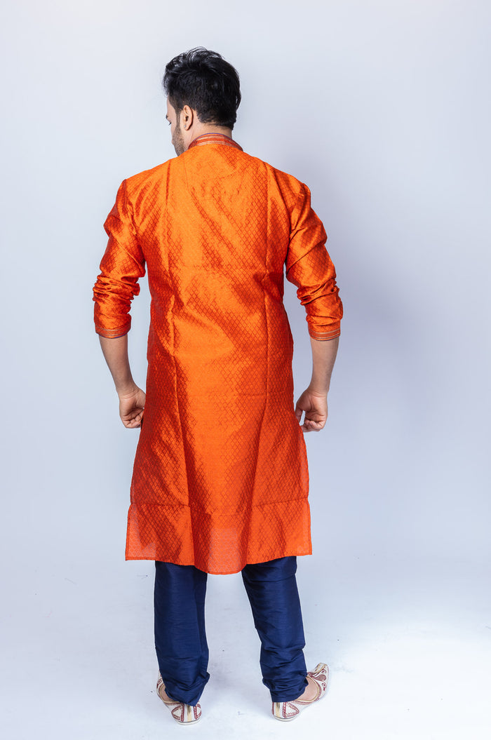Silk Salamander Orange Men's Kurta