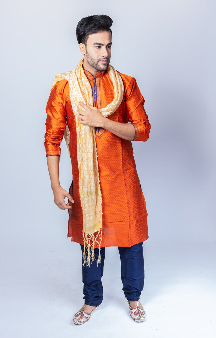 Silk Salamander Orange Men's Kurta