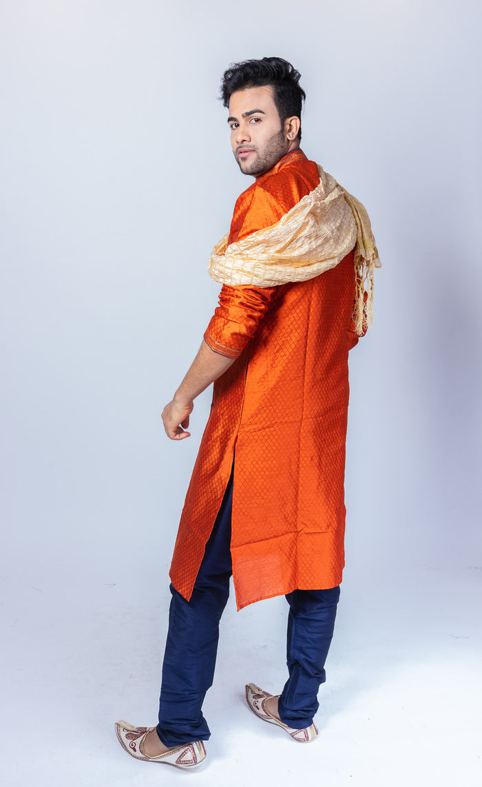 Silk Salamander Orange Men's Kurta