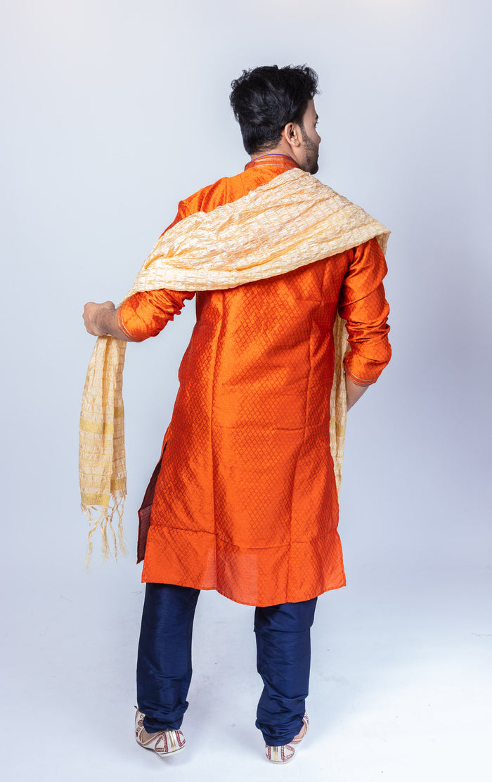 Silk Salamander Orange Men's Kurta