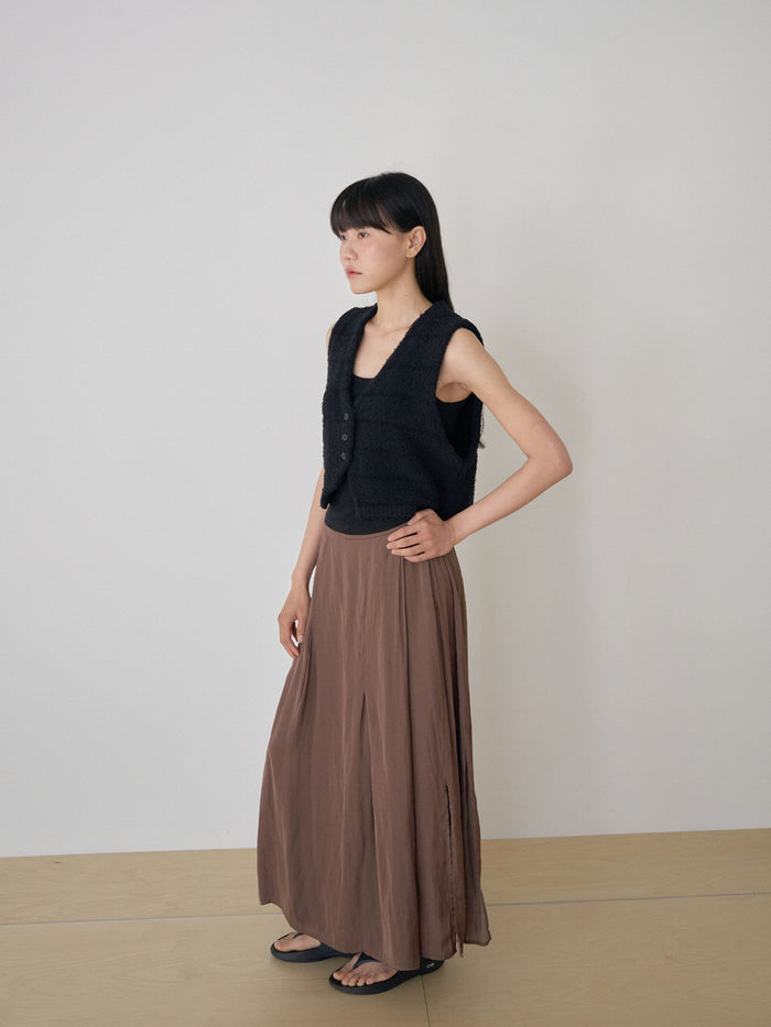 Sleeveless Button Cardigan - Black