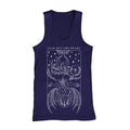 Tear Out The Heart navy blue tank top with a detailed white graphic of a winged creature, celestial elements, and TEAR OUT THE HEART text above the design.