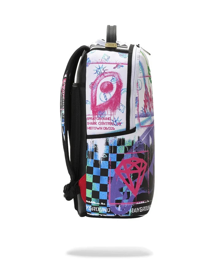 Sprayground - Stencil Shark Attack Black & White Split Backpack