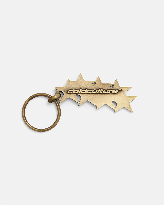 STARS KEYCHAIN METAL GOLD - gold stars metal keychain, back view - Cold Culture