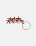 STARS KEYCHAIN METAL RED - red stars metal keychain, front view - Cold Culture