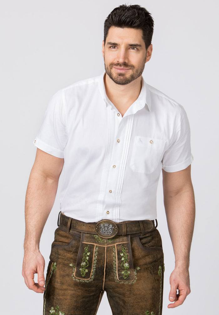 Stockerpoint Mens Traditional Bodo White Short Sleeve Shirt (XL)