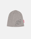 STUDS BEANIE GREY - grey studded beanie, front view - Cold Culture