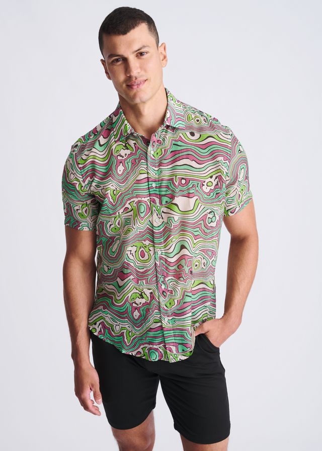 SWIRLS LIGHTWEIGHT COTTON SILK S/S SHIRT