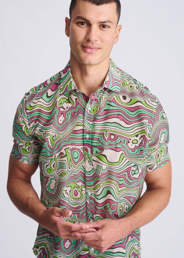 SWIRLS LIGHTWEIGHT COTTON SILK S/S SHIRT