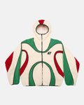 TAKE OFF FLEECE ITALY - cream green and red fleece jacket, front view - Cold Culture