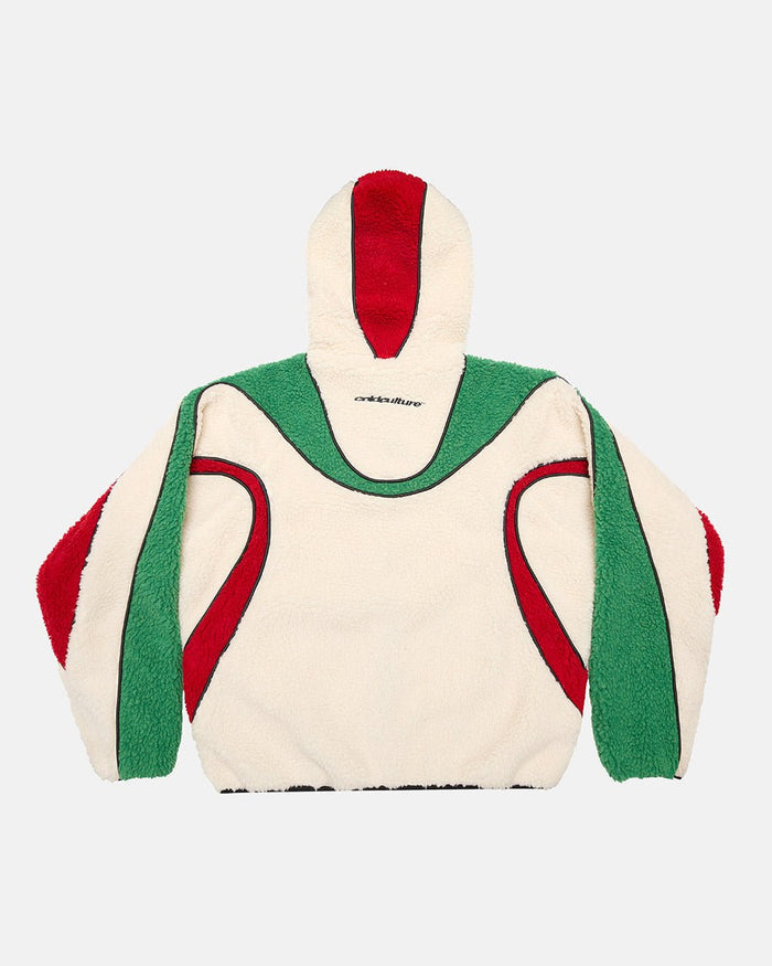 TAKE OFF FLEECE ITALY - cream green and red fleece jacket, back view - Cold Culture