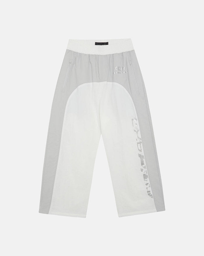 THUNDER PANTS LIGHT GREY - light grey nylon pants, front view - Cold Culture