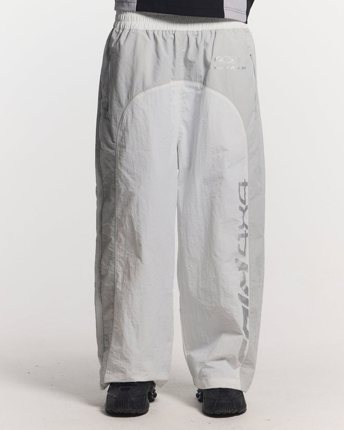 THUNDER PANTS LIGHT GREY - light grey nylon pants, front view on male model - Cold Culture #man