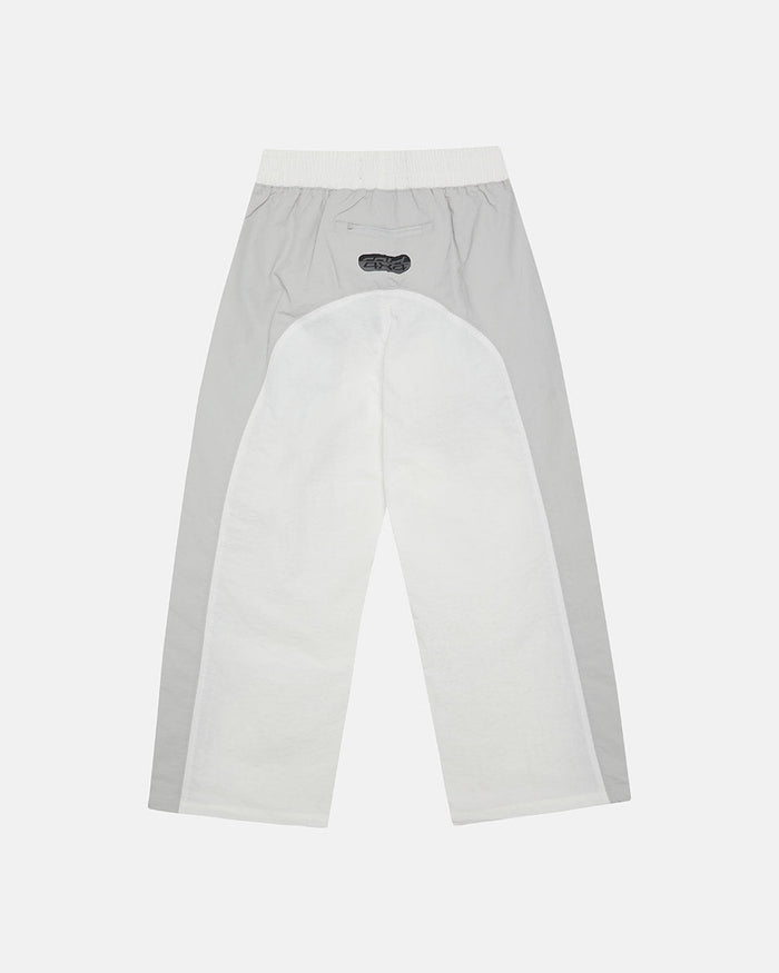 THUNDER PANTS LIGHT GREY - light grey nylon pants, back view - Cold Culture