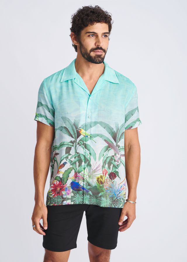 TROPICS BORDER PRINT S/S MODAL SHIRT