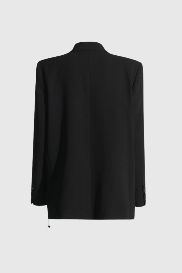 Unnati Butterfly Rhinestone Lapel Blazer In Black