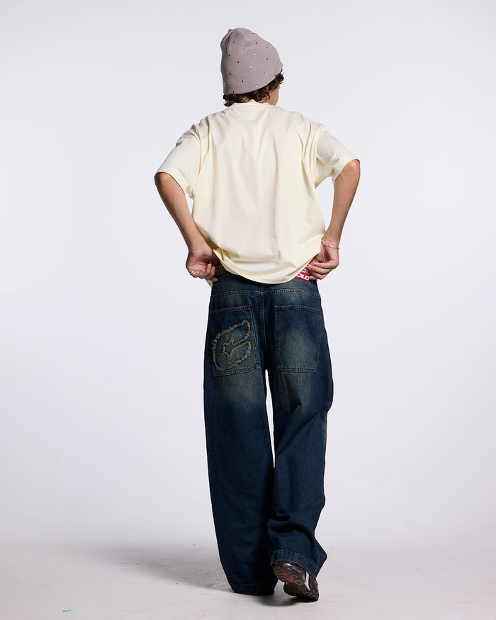 URBAN LEGACY TEE CREAM - cream graphic print tee, back view on male model - Cold Culture #man