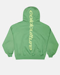VERTICAL HOODIE GREEN - green vertical logo hoodie, back view - Cold Culture