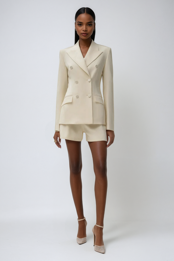 Vienna Cutout Fringe Backless Blazer In Apricot