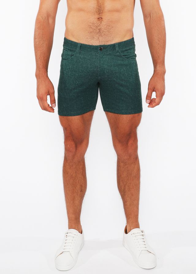 WASHED DENIM STRETCH KNIT SHORT