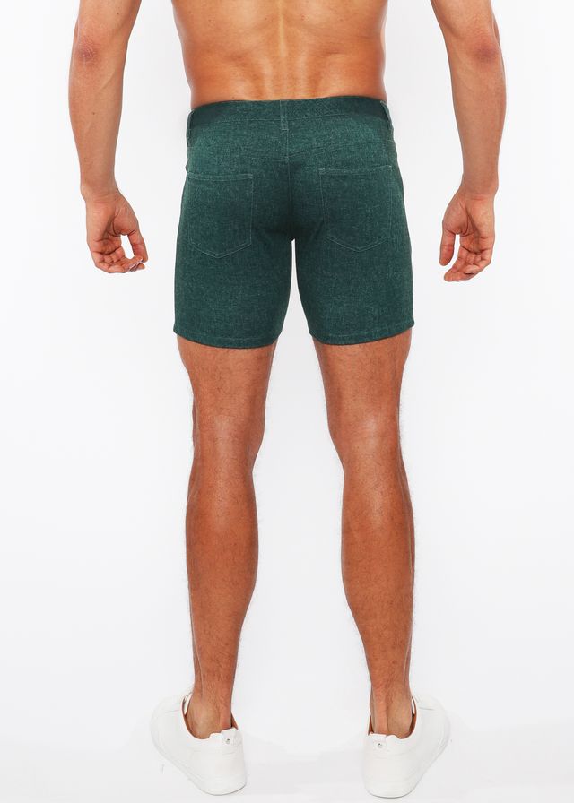 WASHED DENIM STRETCH KNIT SHORT