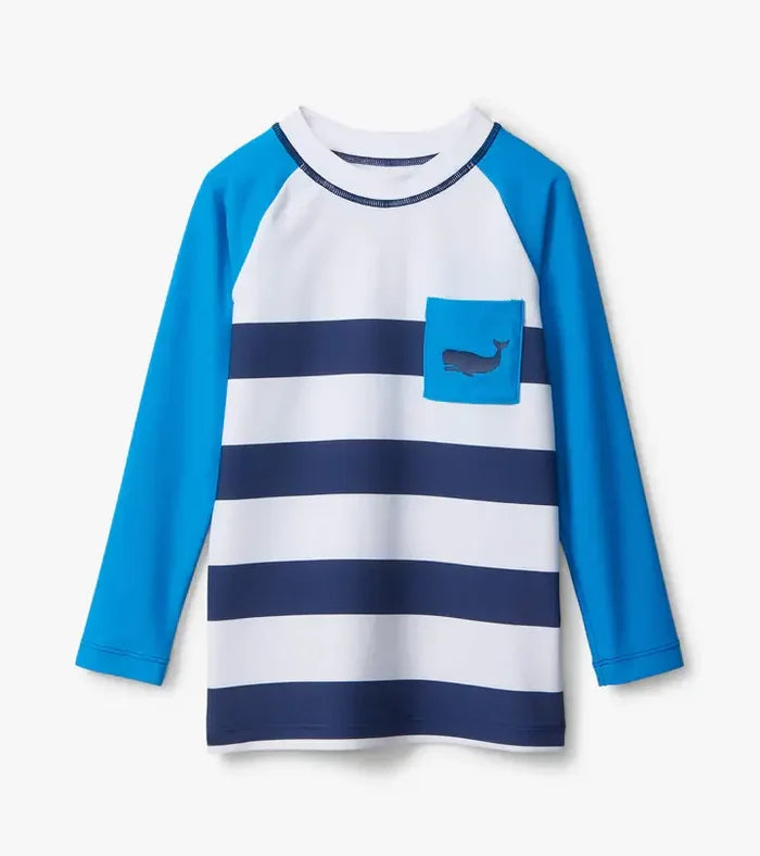 Whale Stripes Long Sleeve Pocket Rashguard