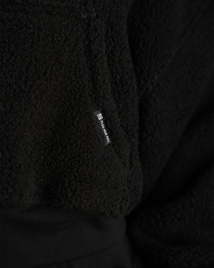 WOMENS OVERSIZED CROP HOODIE - BLACK SHERPA