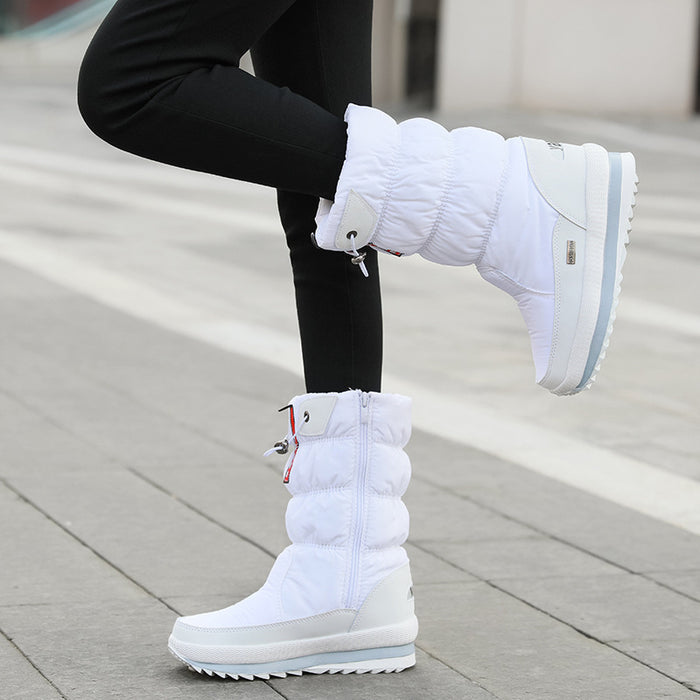 winter waterproof boots women back heel structure stability walking context