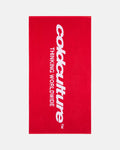 WORLDWIDE TOWEL VIVID RED AND WHITE - red and white beach towel, front view - Cold Culture