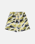 YELLOW CAMO SWIM SHORT - yellow camo swim shorts, front view - Cold Culture