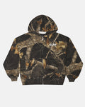 ZIP HOODIE REALTREE BLACK - black camo zip-up hoodie, front view - Cold Culture